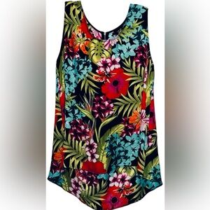 Anthropologie W5 Tropical Floral High Low Tank Tunic Women's XL